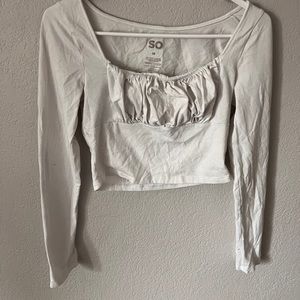 Simple white SO cropped long sleeve